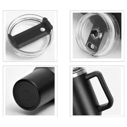 Imagem de Copo Térmico 1200ml Aço Inox Canudo Tampa Bebidas Quente Fria