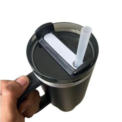 Imagem de Copo Térmico 1200ml Aço Inox Canudo Tampa Bebidas Quente Fria