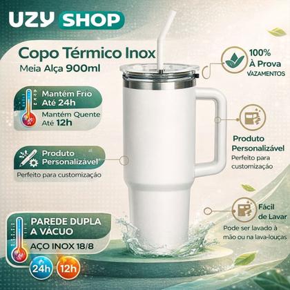 Imagem de Copo Térmico 1200ml Inox 304 Com Alça Canudo e Tampa Anti Vazamento Quente e Frio Academia Viagem