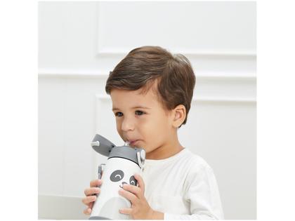 Imagem de Copo Térmico 400ML Com Parede Dupla em Aço Inoxidável e Canudo Gumy Branco - Hora do Lanche - Garrafinha Térmica - Buba