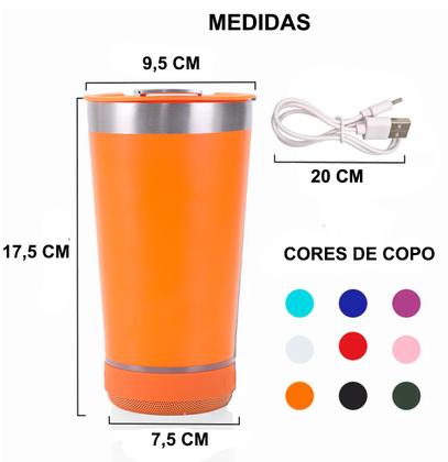 Copo Térmico 420ml Com Caixa De Som com LED Bluetooth Aço Inox Tampa Bebidas Gelada Quente Abridor de Garrafa Cerveja Café - WCS Imagem de Copo Térmico 420ml Com Caixa De Som com LED Bluetooth Aço Inox Tampa Bebidas Gelada Quente Abridor de Garrafa Cerveja Café