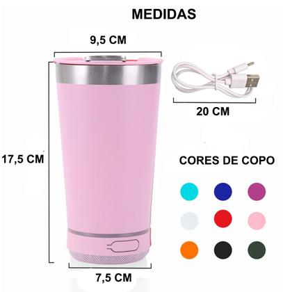 Imagem de Copo Térmico 420ml Com Caixa De Som com LED Bluetooth Aço Inox Tampa Bebidas Gelada Quente Abridor de Garrafa Cerveja Café