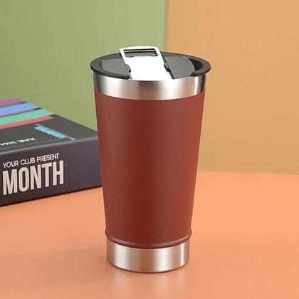 Imagem de Copo Termico 473mL Cerveja Com Tampa E Abridor Inox Parece Dupla AK5007