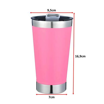 Imagem de Copo Termico 473mL Cerveja Com Tampa E Abridor Inox Parece Dupla AK5007