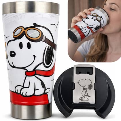Copo Térmico 500ml Aço Inox Snoopy 360 Gravado UV Mantém Bebida Gelada Alta Qualidade Premium - COPO SNOOP