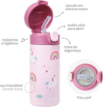 Imagem de Copo Térmico Buba Magic Unicórnio com Canudo Silicone 320ml