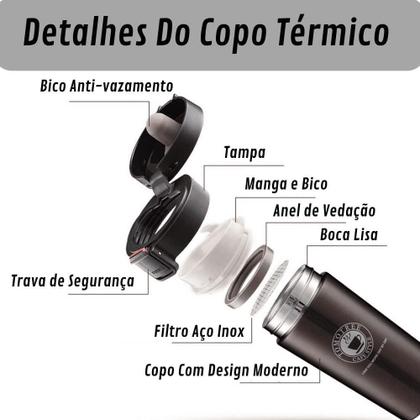 Imagem de Copo Térmico Café Aço Inox Caneca A Vácuo Vacuum Chá 380 Ml