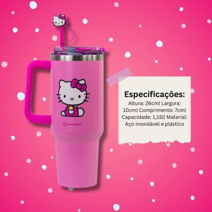 Imagem de Copo Térmico Canecão Tumbler c/ Pingente Hello Kitty 1,15L Zona Criativa - 10025960