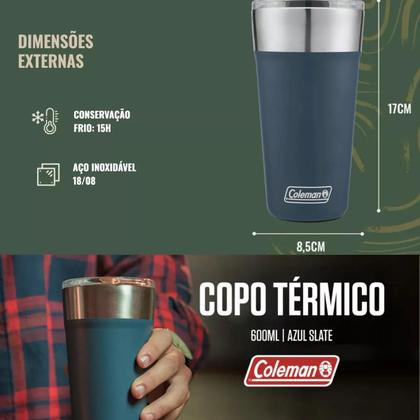 Imagem de Copo Termico Cerveja Agua Suco Com Tampa 600ml Coleman