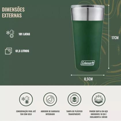 Imagem de Copo Termico Cerveja Agua Suco Com Tampa 600ml Coleman