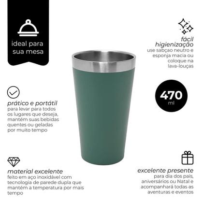 Imagem de Copo Térmico Cerveja Chopp Bebidas Geladas Quentes 470 Ml - Mimo Style