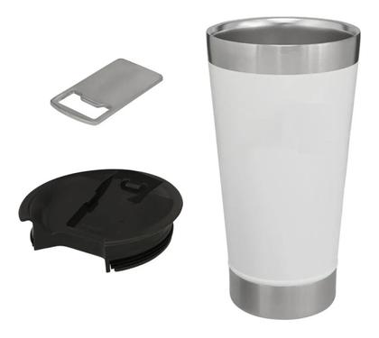 Imagem de Copo Térmico Com Abridor de Garrafa Tampa Churrasco Cerveja Chopp Copão 502ml Quente e Frio