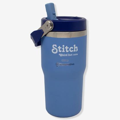 Imagem de Copo Térmico Com Canudo Stitch Quente Frio Para Viagem 650ml