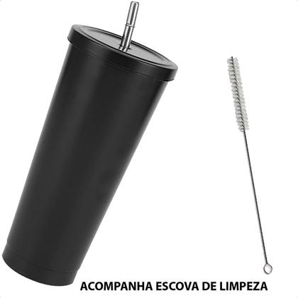 Imagem de Copo Térmico Com Tampa e Canudo Inox 500ml Para Café Bebidas