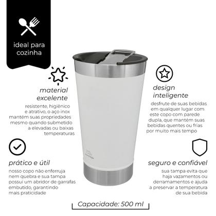Imagem de Copo Térmico Com Tampa Mimo Style Cerveja Chopp Bebidas - Mimo Style
