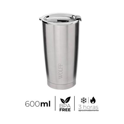 Imagem de Copo Térmico De Aço Inox Com Tampa 600 Ml Wolff