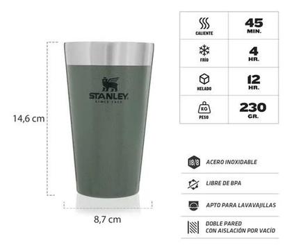 Imagem de Copo Térmico de Cerveja Stanley Hammertone Green Verde  473ML