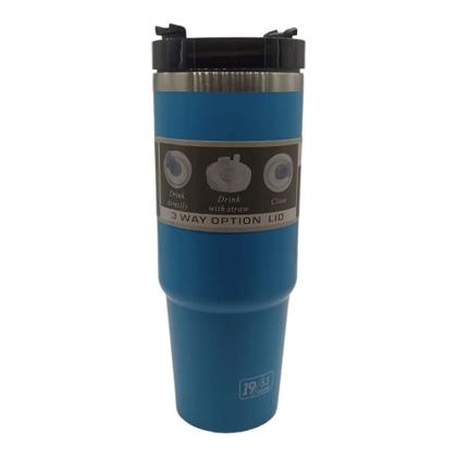 Imagem de Copo Termico de Inox Azul com Tampa para Bebidas 890ml - Jjm715 Jjt Importadora