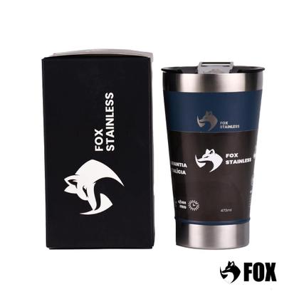 Imagem de Copo Térmico Fox Stainless Quente e Frio com Tampa 473ml Azul