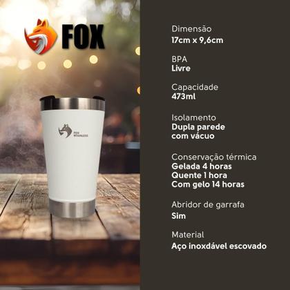 Imagem de Copo Térmico Fox Stainless Quente e Frio com Tampa 473ml Branco