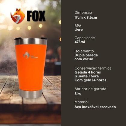 Imagem de Copo Térmico Fox Stainless Quente e Frio com Tampa 473ml Laranja
