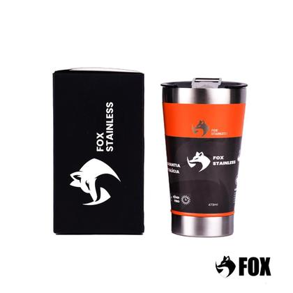Imagem de Copo Térmico Fox Stainless Quente e Frio com Tampa 473ml Laranja