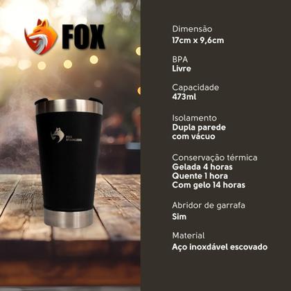 Imagem de Copo Térmico Fox Stainless Quente e Frio com Tampa 473ml Preto