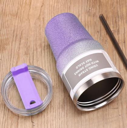 Imagem de Copo Térmico Glitter Sem Alça Com Tampa Dupla Camada 900ml