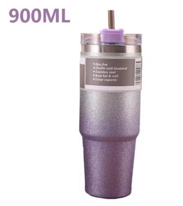 Imagem de Copo Térmico Glitter Sem Alça Com Tampa Dupla Camada 900ml