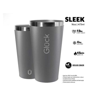 Imagem de Copo Térmico Gluck Sleek Titanium Em Aço Inox 473Ml Suporta