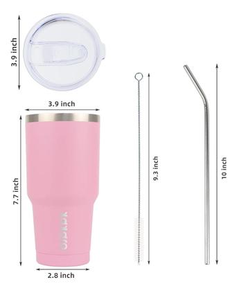 Imagem de Copo Térmico Grande 1200 Ml Canudo Inox Parede Dupla Rosa Rosa Liso