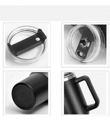 Imagem de Copo Térmico Grande 1200 Ml Canudo Inox Parede Dupla Rosa Rosa Liso