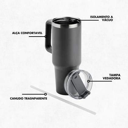 Imagem de Copo Térmico Grande 1200 Ml Canudo Parede Dupla - ROSA PINK