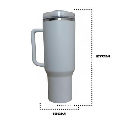 Imagem de Copo Térmico Grande 1200ml Parede Dupla com Canudo Bebidas Geladas e Quentes Alta Capacidade antivazamento
