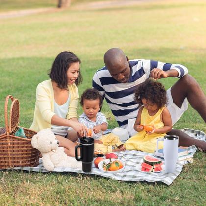 Imagem de Copo Térmico Grande 1200ml Parede Dupla com Canudo Bebidas Geladas e Quentes Alta Capacidade antivazamento