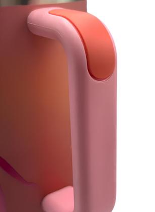 Imagem de Copo Térmico Grande De Inox 1,2L Parede Dupla Estampada Com Tampa E Canudo Bebida Gelada Quente