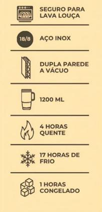 Imagem de Copo Térmico Grande De Inox 1,2L Parede Dupla Estampada Com Tampa E Canudo Bebida Gelada Quente