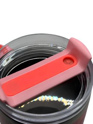 Imagem de Copo Térmico Grande De Inox 1,2L Parede Dupla Estampada Com Tampa E Canudo Bebida Gelada Quente