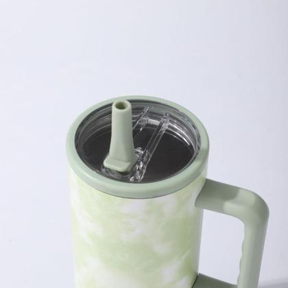 Imagem de Copo Térmico Grande Em Aço Inoxidável Com Tampa E Canudo 1200ml