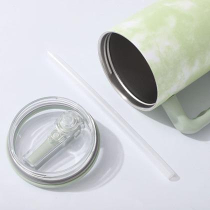 Imagem de Copo Térmico Grande Em Aço Inoxidável Com Tampa E Canudo 1200ml