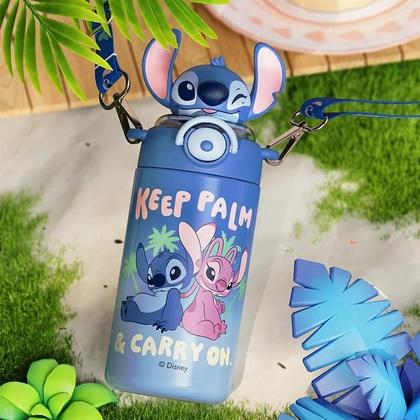 Imagem de Copo Térmico Infantil De Grande Capacidade 600mL Da Série Disney Stitch Com Canudo Presente Portátil