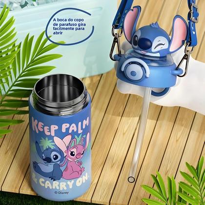 Imagem de Copo Térmico Infantil De Grande Capacidade 600mL Da Série Disney Stitch Com Canudo Presente Portátil