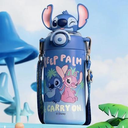 Imagem de Copo Térmico Infantil De Grande Capacidade 600mL Da Série Disney Stitch Com Canudo Presente Portátil