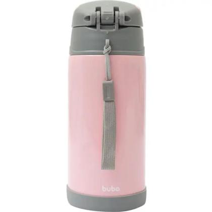 Imagem de Copo Térmico Infantil Garrafa Térmica Inox Parede Dupla Com Canudo Gumy Buba 12110 Rosa
