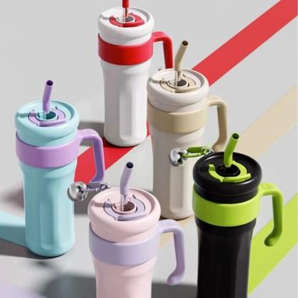 Imagem de Copo Térmico Inox 1100ml Com Canudo Ideal P/ Academia Viagem