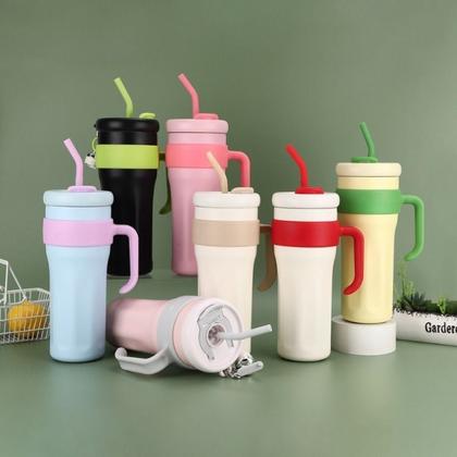 Imagem de Copo Térmico Inox 1100ml Com Canudo Ideal P/ Academia Viagem