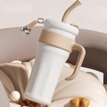 Imagem de Copo Térmico Inox 1100ml Com Canudo Ideal P/ Academia Viagem