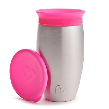 Imagem de Copo Térmico Inox 360 Com Tampa - ROSA - 296ml - Munchkin