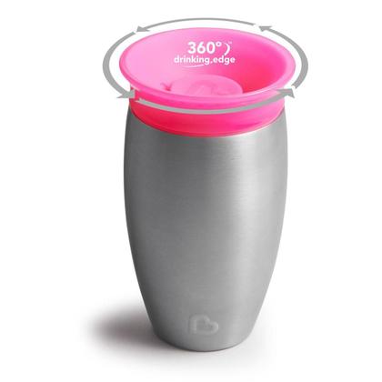 Imagem de Copo Térmico Inox 360 Com Tampa - ROSA - 296ml - Munchkin