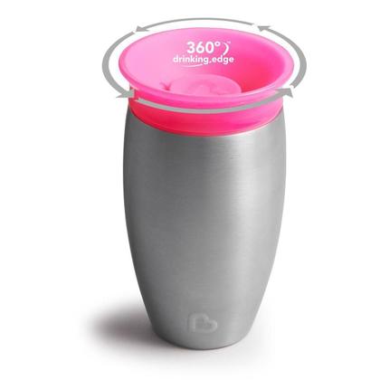 Imagem de Copo Térmico Inox 360 Com Tampa - ROSA - 296ml - Munchkin